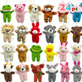 24-Piece Assorted Mini Plush Animal Set with 2–3 Inch Figures, Hanging Loops and Random-Color Option