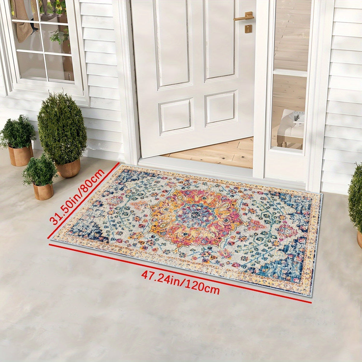 Outdoor Rug | Bohemian Vintage Machine Washable Patio RV Camping Picnic