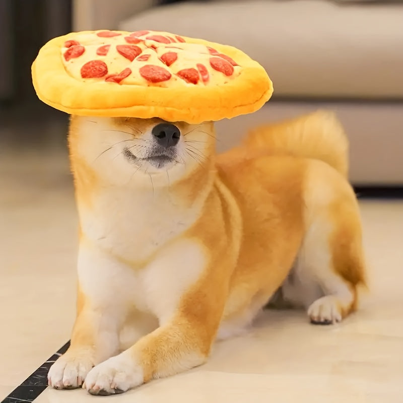 Dog Toy Pizza or Donut Plush with Built-In Squeaker and One or Two-Piece Pack Options for All Breeds