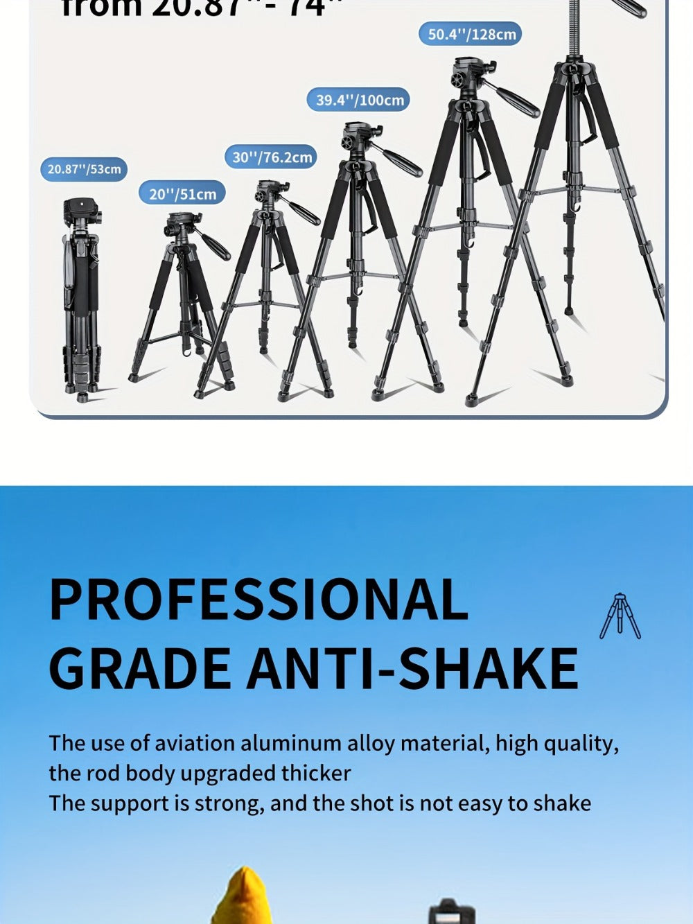 Aluminum Tripod 74 Inch Red 3-Section, ALEiMON 188cm Adjustable Camera Stand with Tote Bag for DSLR