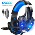 G9000 Surround Sound Gaming Headset with Noise Cancelling Mic, LED Lights & Memory Earmuffs