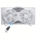 Window Fan Twin 9-Inch with Remote Control, Reversible Airflow Blades In/Out Exchange, 3 Speed Settings