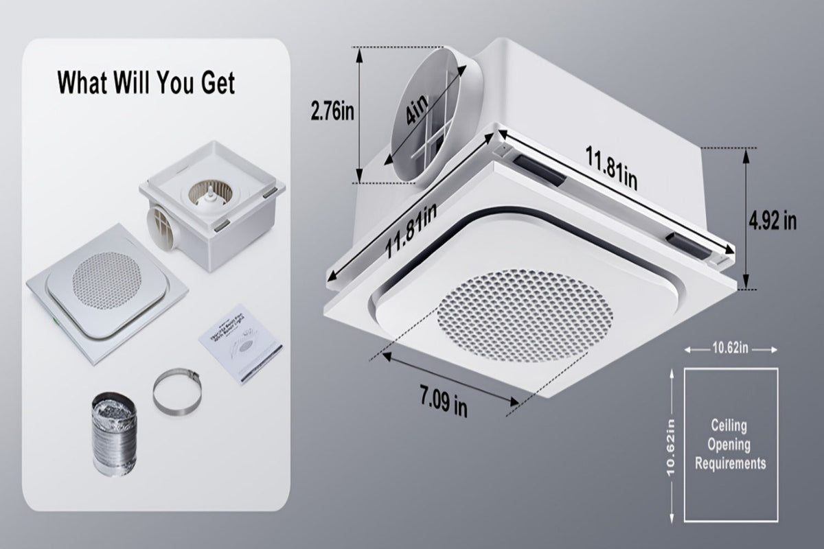Bathroom Exhaust Fan with Light 150 CFM 1.0 Sone - 40W LED Night Light Ventilation Fan Combo, Quiet Bath Fan with Blue LED