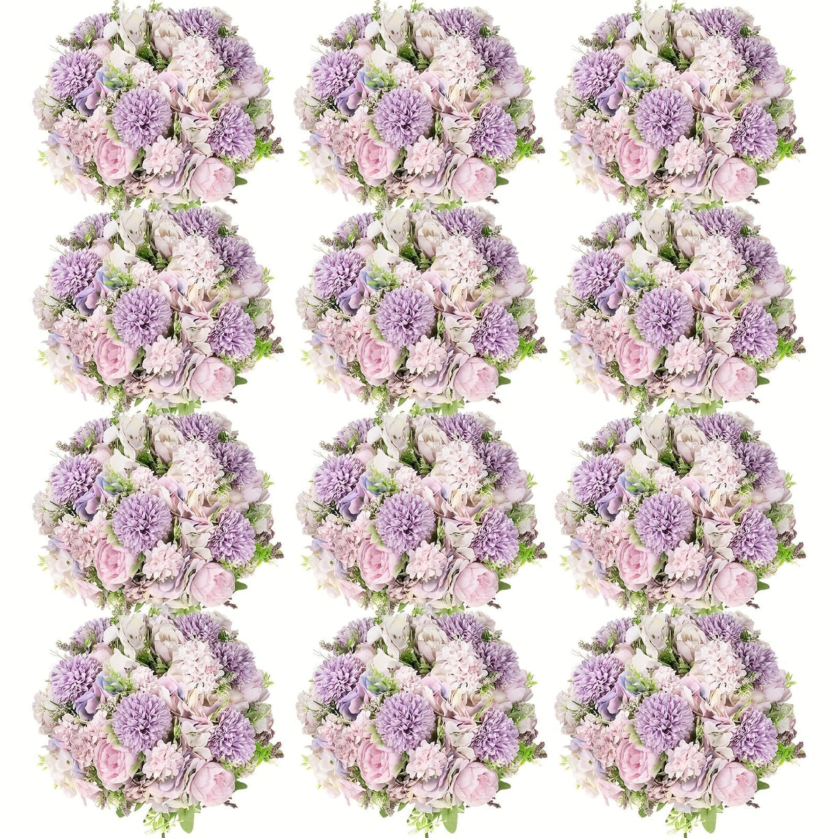Artificial Flowers 12-Bundle Peony and Hydrangea Bouquet Set in Five Colors for Wedding Decor