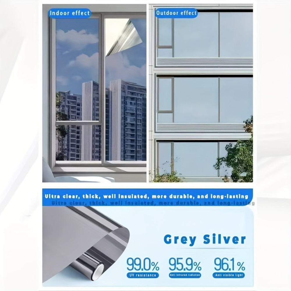 One Way Window Film Static Cling No Glue UV Blocking Heat Control Reflective Mirror Film for Home Office Bathroom