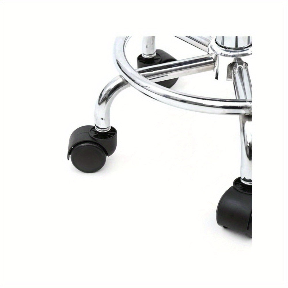 Salon Stool with Back & 360° Swivel, Adjustable Height 18.9", 22.8", Round Padded Cushion Seat, Chrome Base