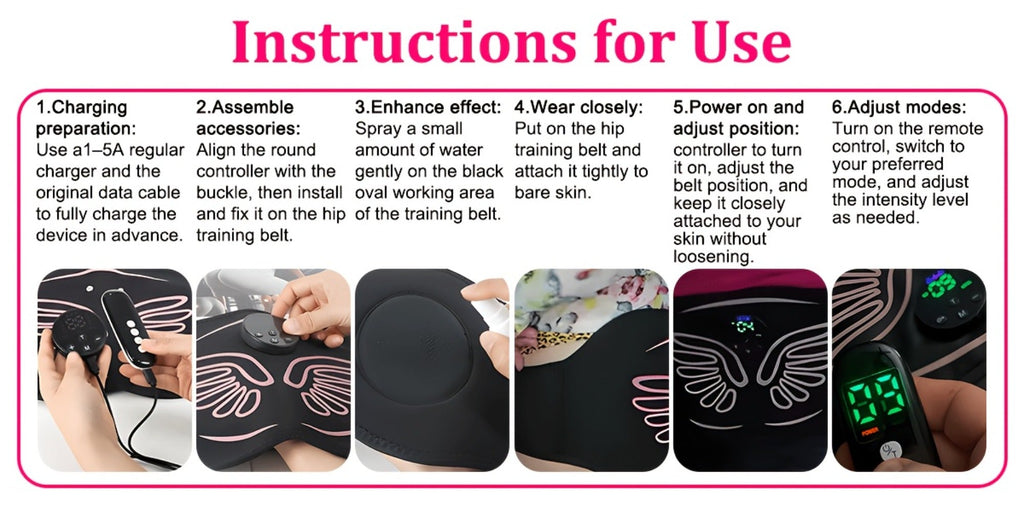EMS Hip Trainer & Butt Stimulator with Remote Control, Rechargeable Electric Peach Butt Shaper for Women