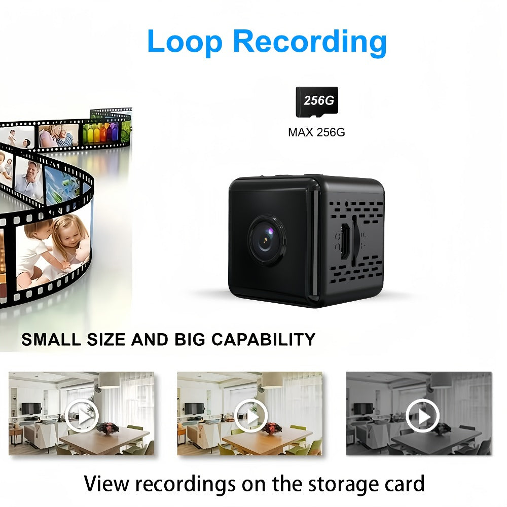 2K Mini Magnetic Security Camera, Continuous Video Recording, Night Vision, 2.4G WiFi, USB & Battery Dual Power