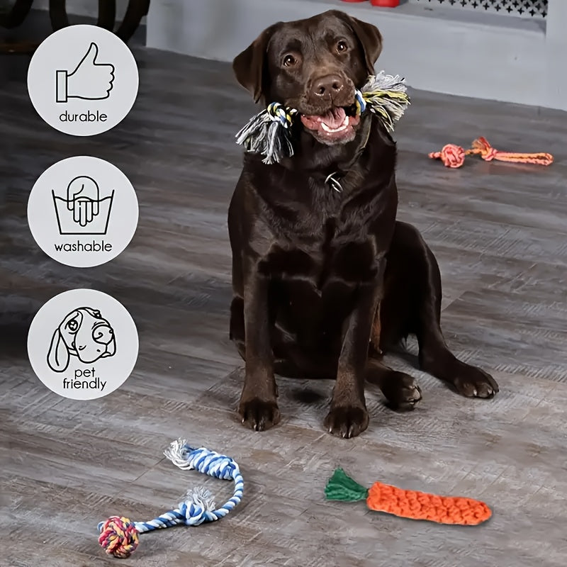 Interactive Dog Toy Set 6 or 12 Pieces Durable Fabric Chew Toys with Knot Toys Squeaker Balls Teeth Cleaning Training Toys for All Dog