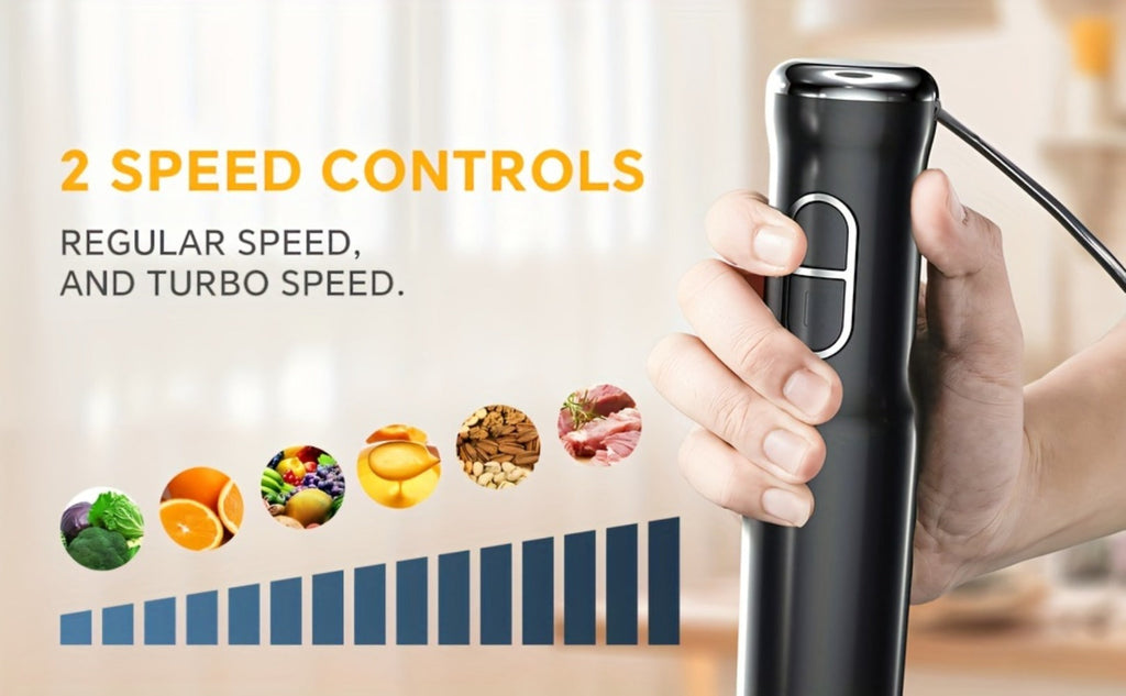 400W Immersion Blender with Two-Button Control, Detachable Shaft and 38 cm Black Handheld Body