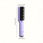 Compact Hair Straightening Brush with Three Color Options, LED Indicators and Three Pictured Heat Levels