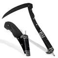Folding Sickle Stainless Steel Flat Edge Blade with Black Wood Handle & Double Bolsters for Garden, Patio and Yard Use