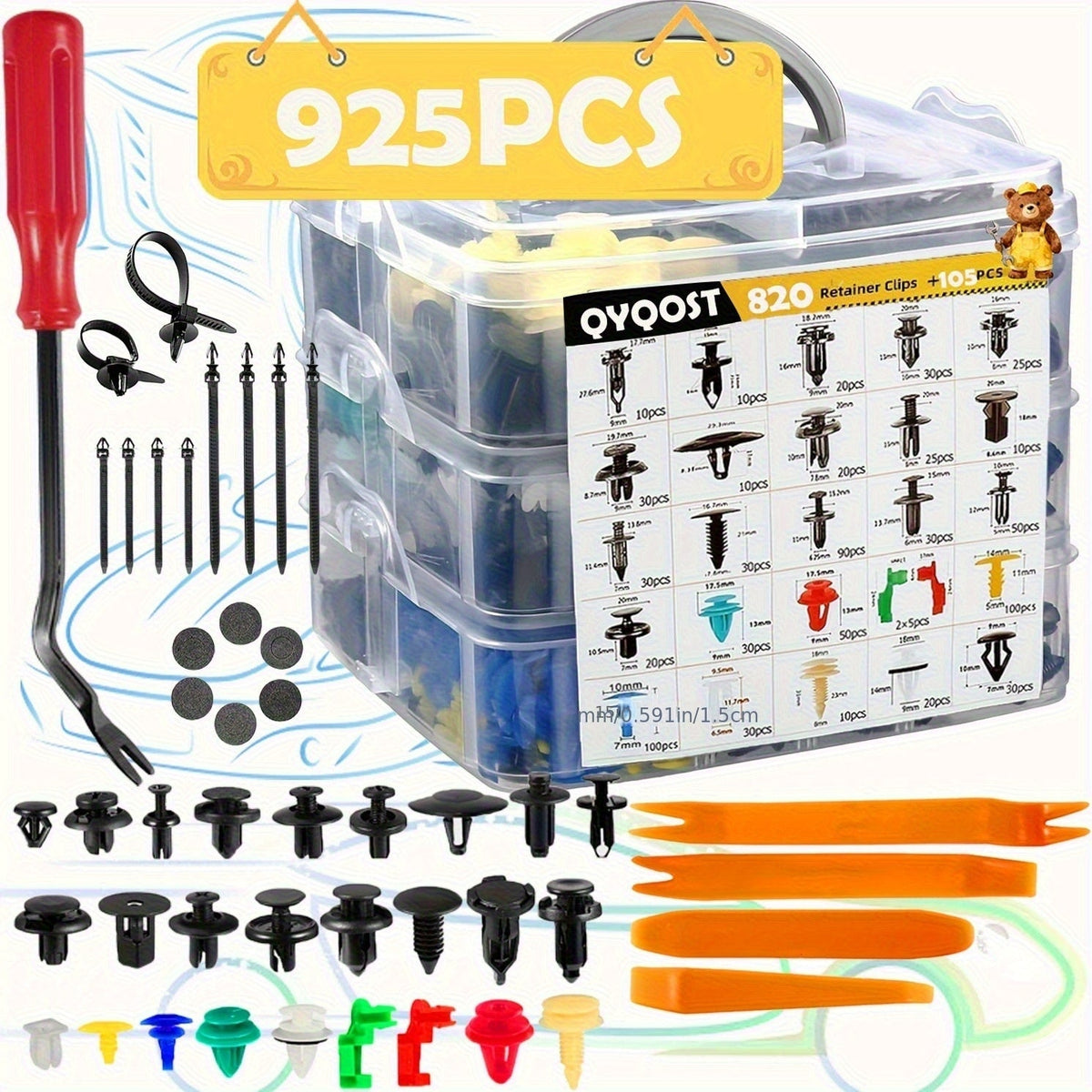 Car Body Fasteners Kit – Snap Rivets, Wing Expansion Screws & Willow Nails, Universal Automotive Retainer Clips for Car Body Panels