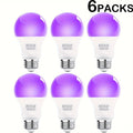 Black Light Bulbs 6 Pack A19 E26 LED UV Bulbs 9W 60W Equivalent 390-400nm UVA Glow in the Dark for Home, Desk and Accent Lighting
