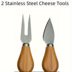 Bamboo Cheese Board Set with 2 Knives – Wood Charcuterie Platter Pizza Board Fruit Snack for Home Cooking, Dining and Outdoor Meals