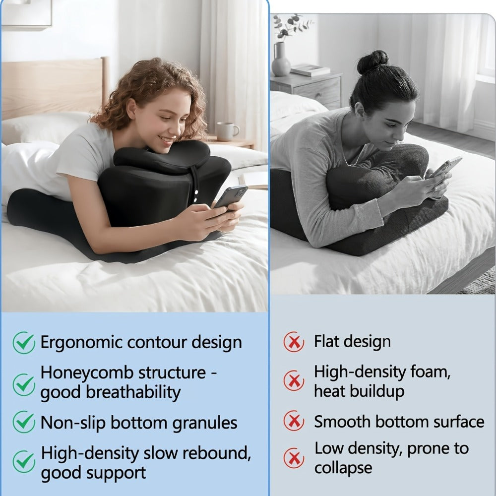 Wedge Pillow for Stomach Sleepers - Memory Foam Support for Cervical, Lumbar & Leg Elevation, Breathable Cover