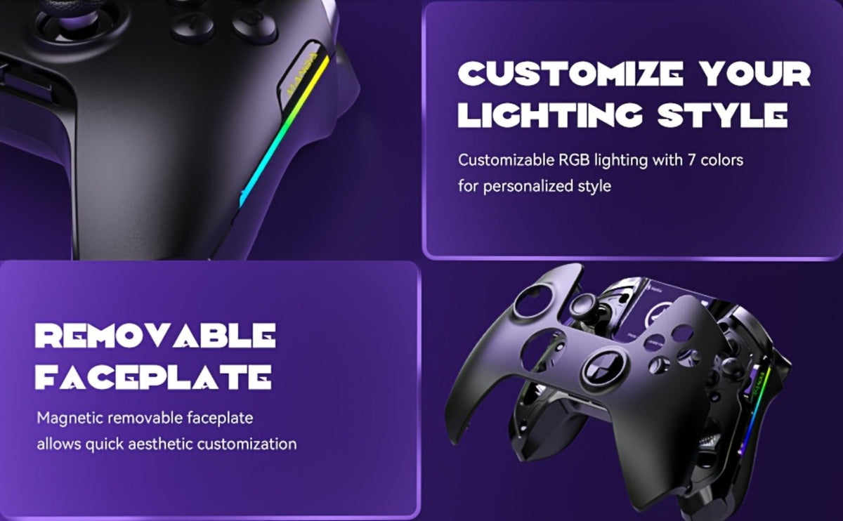 Hall Effect Wireless Gaming Controller V2 Black, Interactive Screen, RGB Lighting, Remappable Buttons