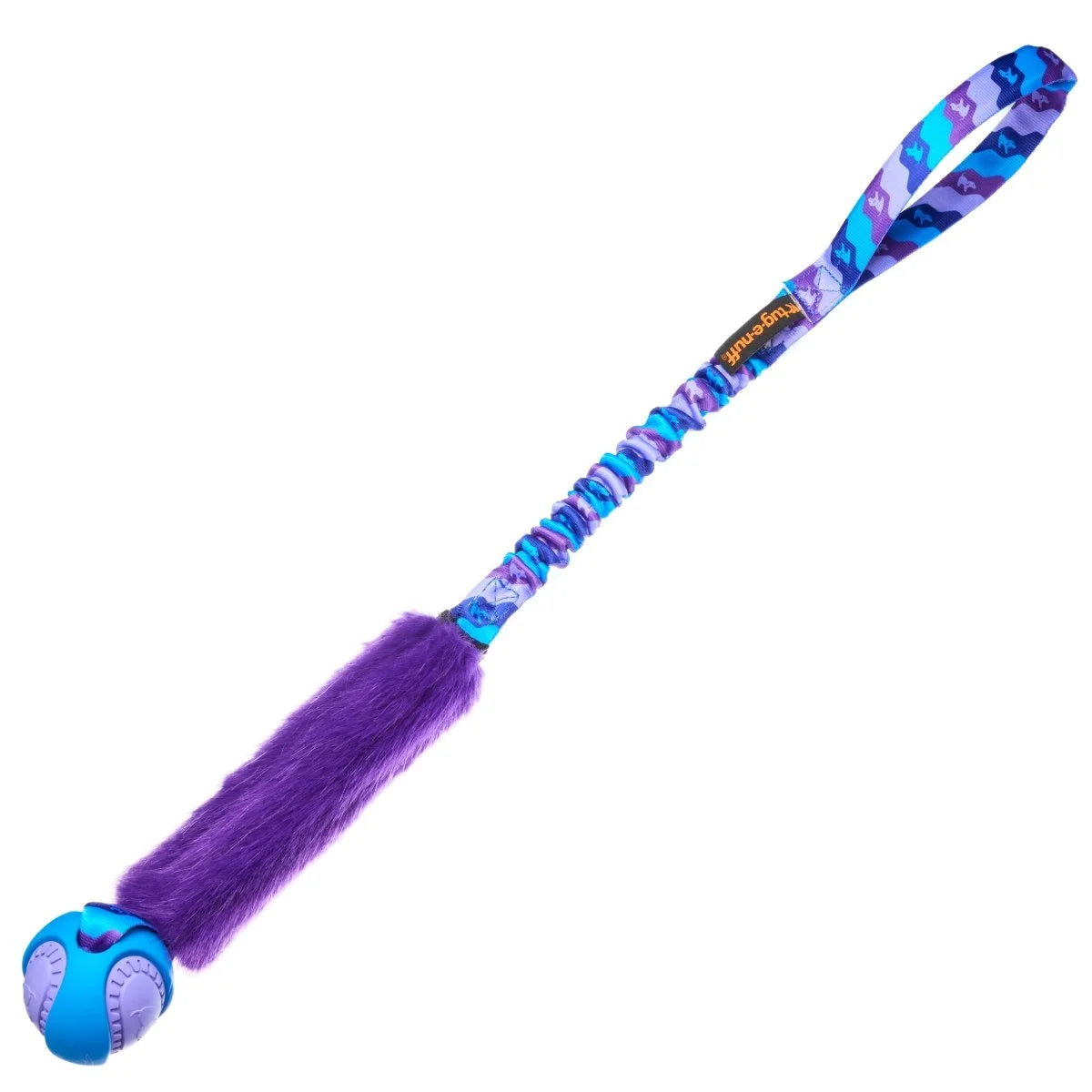 Faux Fur Bungee Ball Dog Tug Toy Purple Pattern