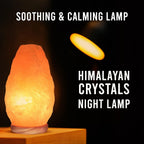 Himalayan Salt Lamp with Dimmer Touch Control, 5-Natural Pink Crystal, Wooden Neem Base, Ambient Amber Glow