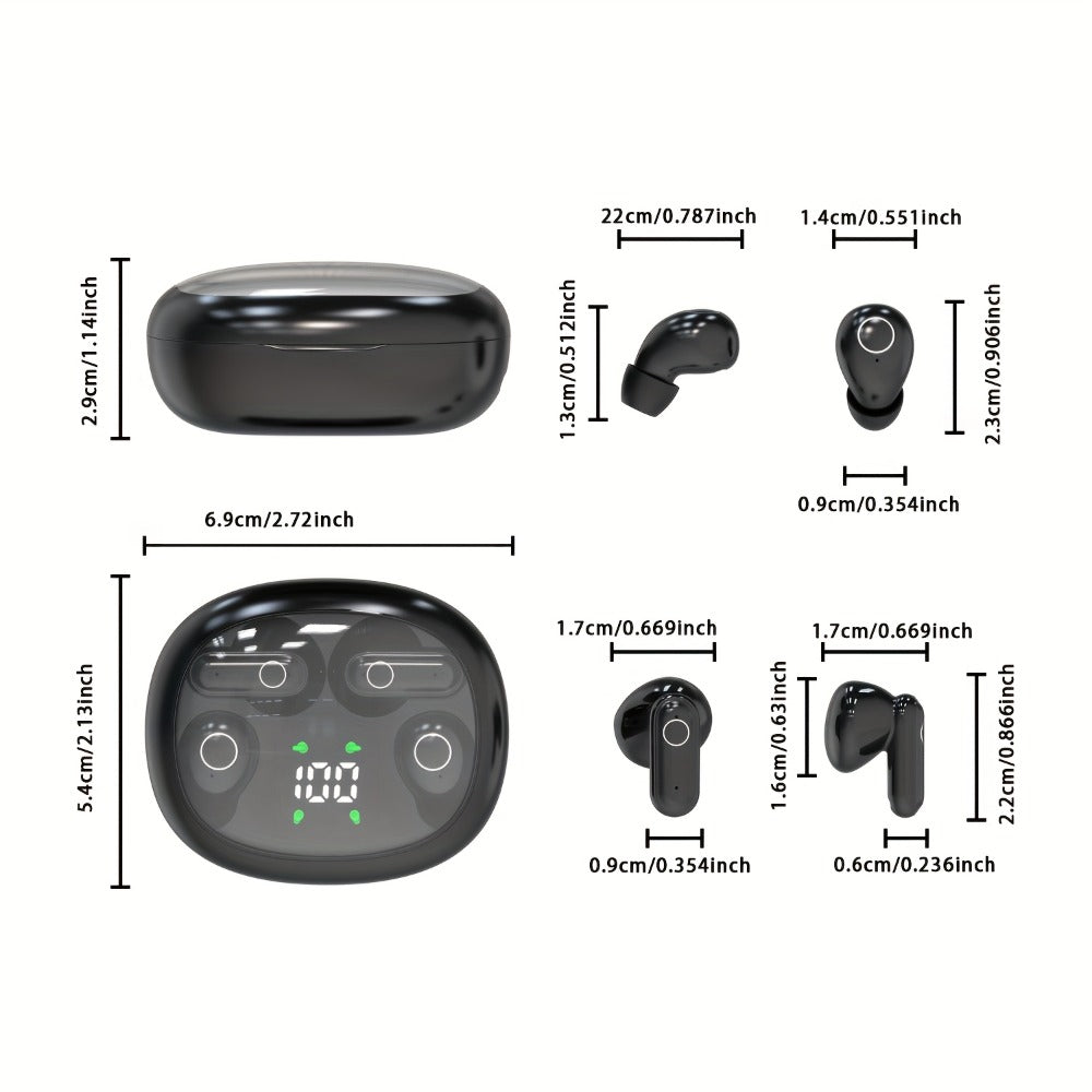 Four-Earbud Wireless Set with Two In-Ear Styles, Digital Charging Case and Three Color Options