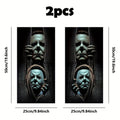 Two-Piece Masked Figure Car Window Decal Set with Stacked Black-and-Gray Horror Portrait Panels