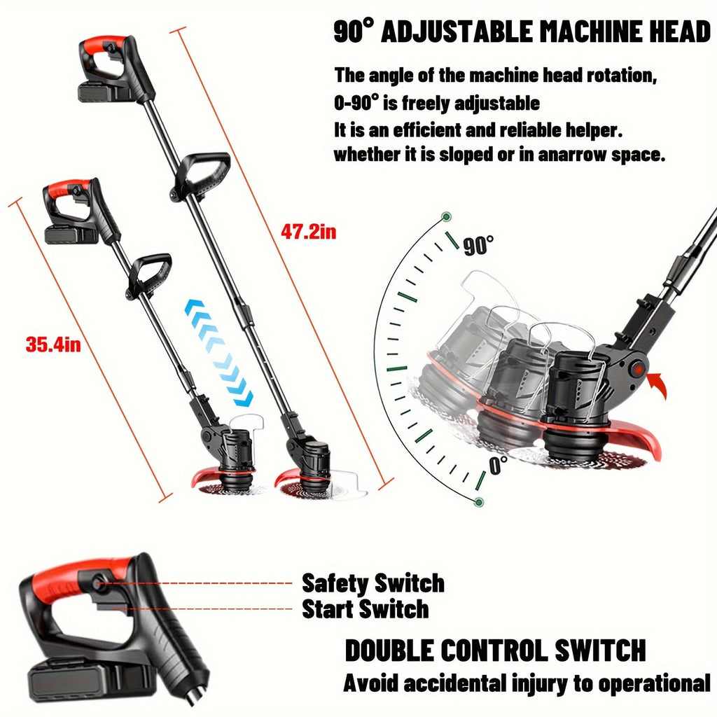 Cordless Electric Weed Wacker, Handheld Lawn Trimmer Garden Yard for Garden, Patio and Yard Use