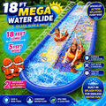 18FT Dual Lane Backyard Water Slide for Kids, Lawn Slip Slide with Built-In Sprinkler, Splash Pad Finish