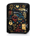 4-Liter Portable Mini Cooler and Warmer with Decorative Stickers, Carry Handle, Shelf and Black, Pink or Red Options
