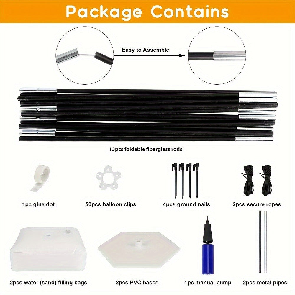 Balloon Arch Kit with Base Stand – Adjustable Floor Arch Stand, Water Fillable Base, Pump & Clips Included