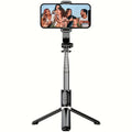 40.6-Inch Black Selfie Stick Tripod with Rotating Phone Head, Fold-Out Floor Base and Remote