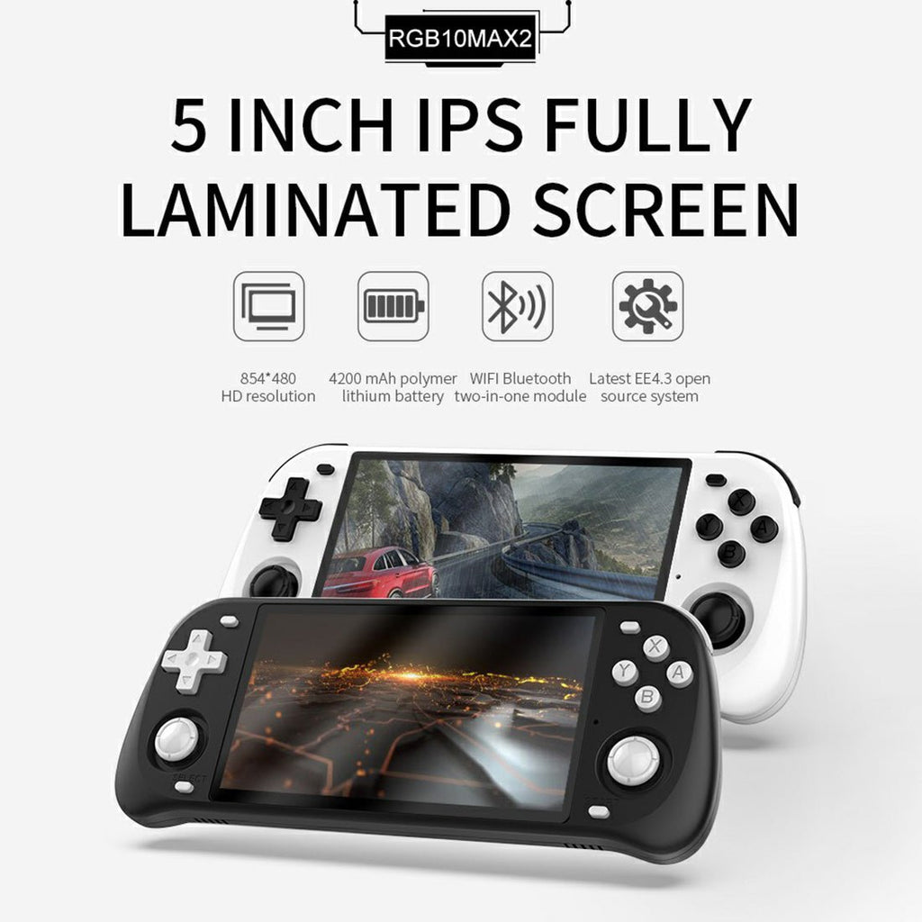 Handheld Game Console Powkiddy RGB10MAX2 with 5-inch IPS, 128GB or 64GB Options, ArkOS for Portable Retro Gaming and Travel Play