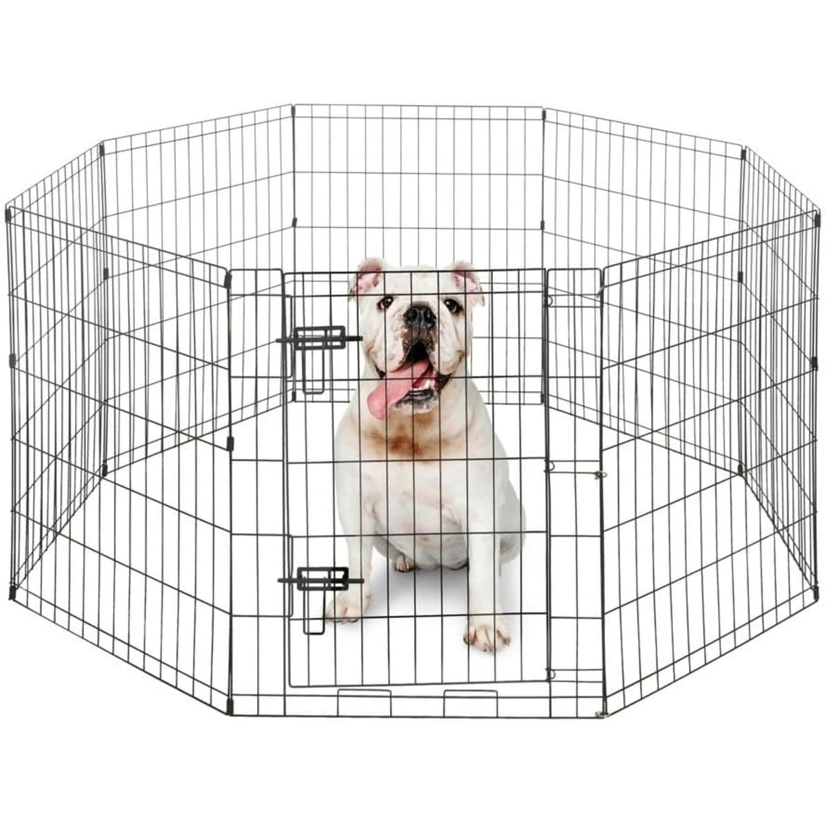 Dog Playpen 8 Panel Foldable Metal Pet Fence with Gate | Heavy-Duty Indoor Outdoor Exercise Pen for Small Dogs & Animals | Portable Kennel