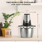 Mini Electric Food Processor 450W with 2 Bowls & 4 Bi-Level Blades, Meat Grinder & Vegetable Chopper for Baby Food