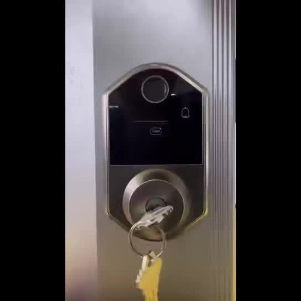Smart Door Lock Deadbolt with Fingerprint PIN Key and Card or Cardless Black Silver Configurations