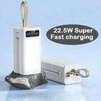 80000mAh Power Bank Built-in 4 Cables PD22.5W Fast Charging, LED Digital Display, Flashlight, Lanyard