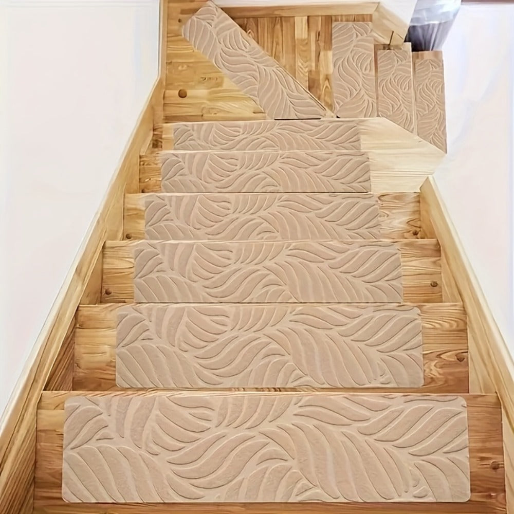 Stair Treads 15pcs 8"x30" Self-Adhesive Carpet Pads for Wooden Steps, Polyester Indoor Stair Mats for Safety