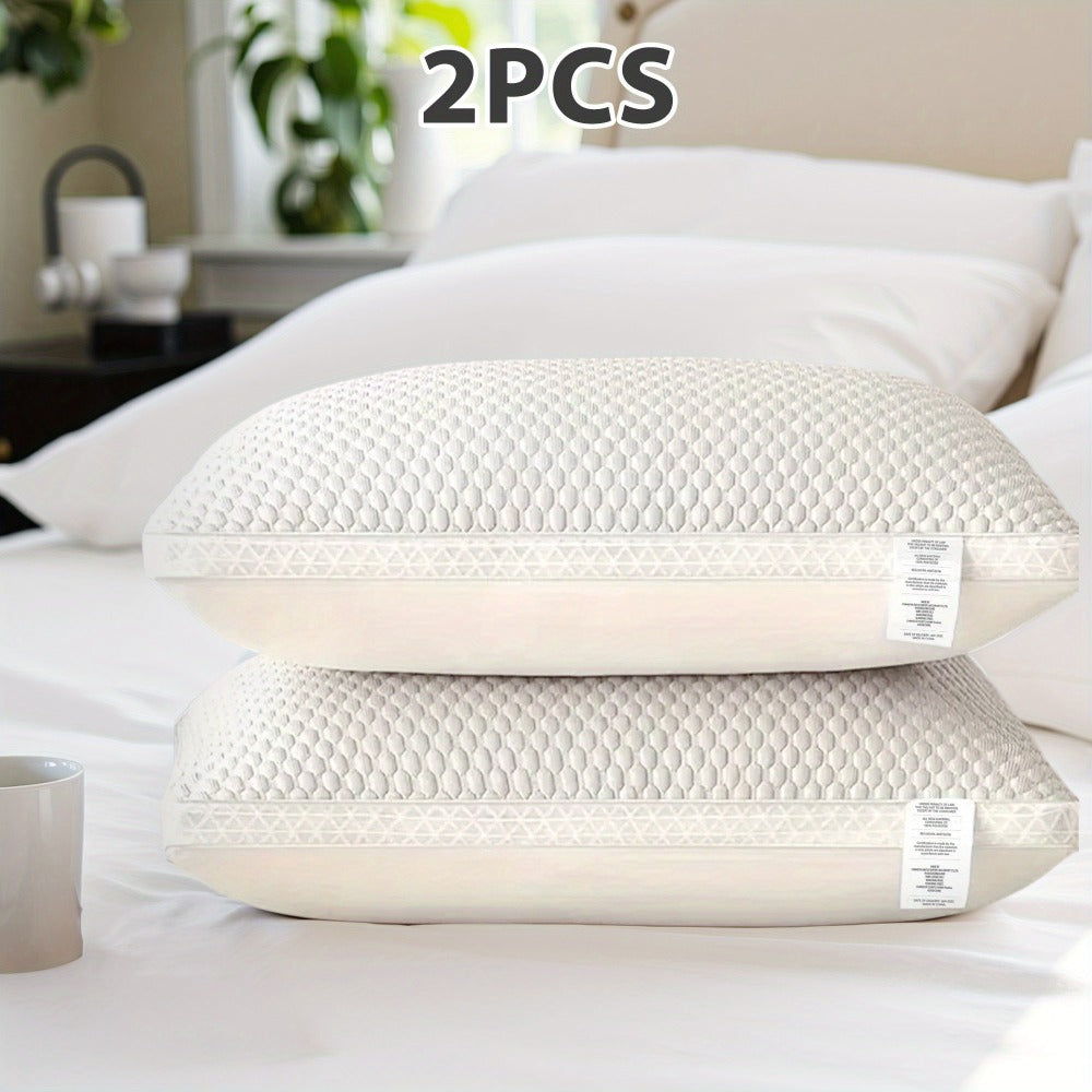 Cooling Contour Neck Pillow 2-Pack with Adjustable Filling, Breathable Fabric and Removable Washable Covers in Blue or Gray