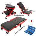 Mechanic Creeper 36-Inch Z-Crawl Folding – Adjustable Load Board, 6-Wheel 2.5" Rolling Garage Repair Seat