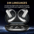6-Mic AI Translation Bone Conduction Headset 144 Languages, Real-Time Translator Wireless Headphones