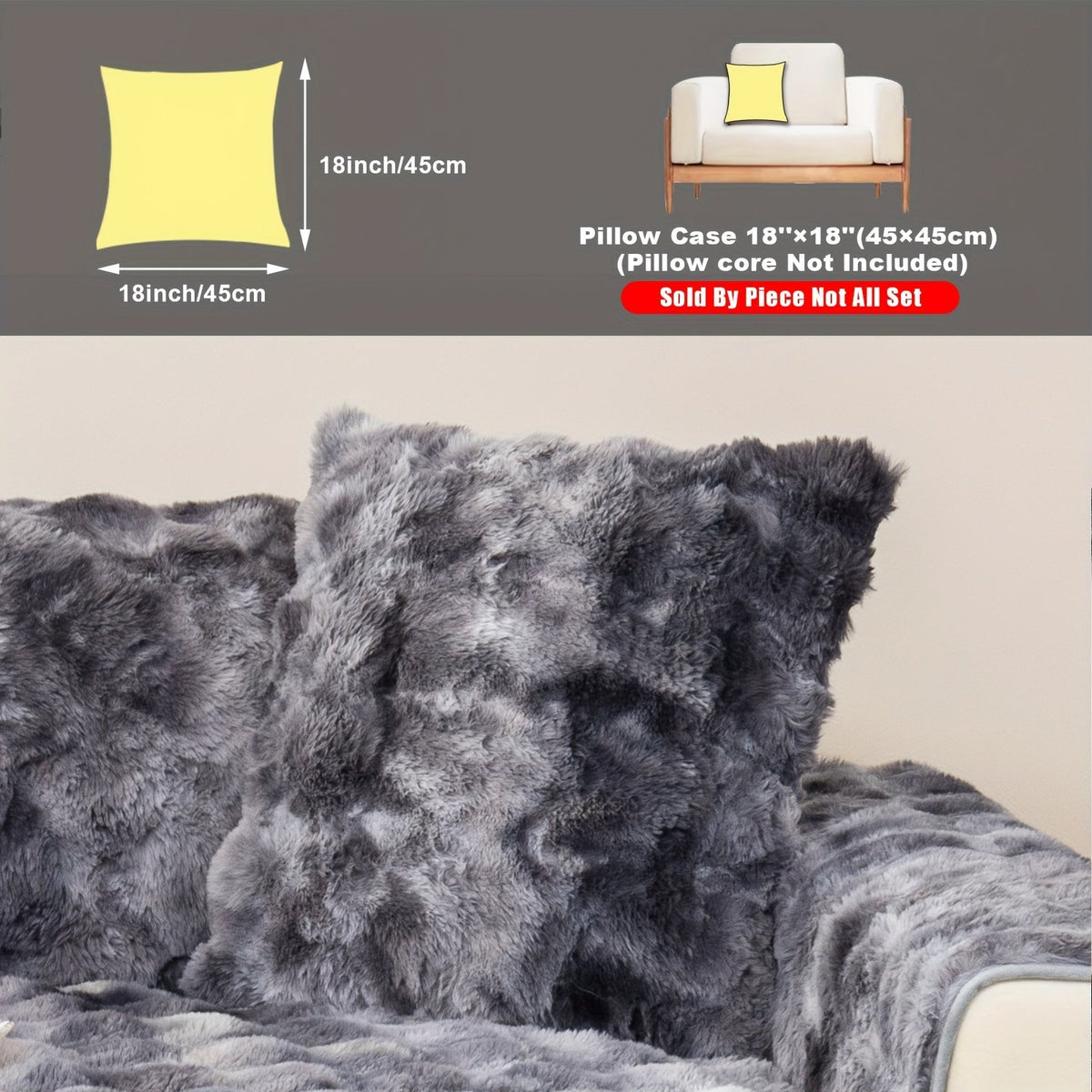 Sofa Cover, Faux-Lamb Plush Gradient Couch Pad in Five Colors with Armchair, Backrest and Seat Sizes