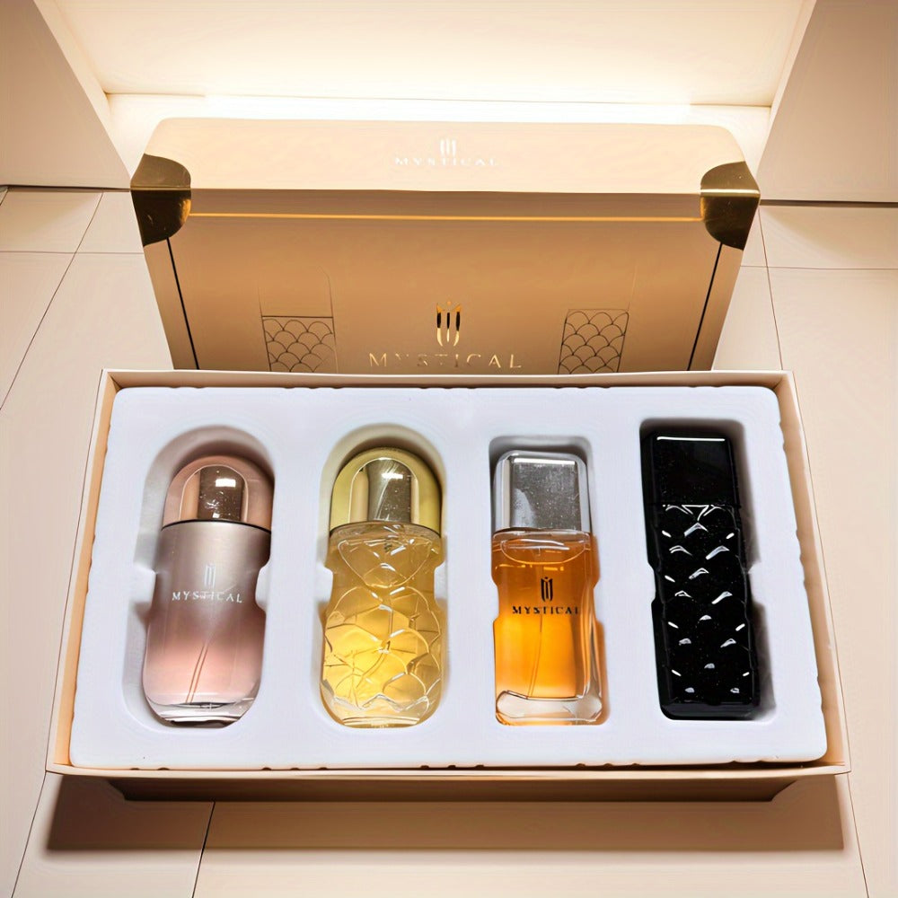Perfume Gift Set 4 Pieces Travel Size Mini Spray – Long Lasting Fresh Floral Fragrance for Women and Men Unisex Portable Set Mother's Day