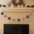 Patriotic Wooden Wreath 4th of July, Red White & Blue Rustic Stars & Flags Decor for Independence Day
