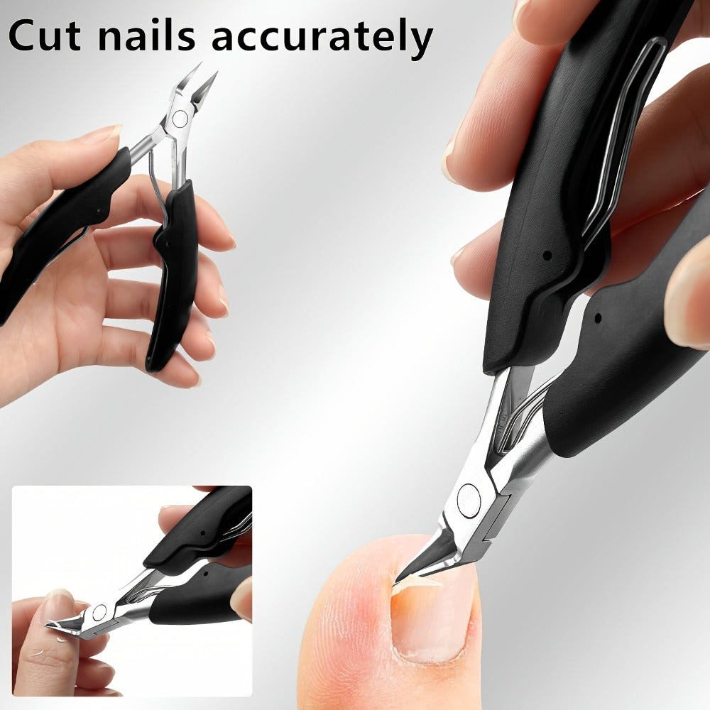 Seven-Piece Toenail Tool Set with Four Black-Handle Clippers, File and Two Slim Detail Tools
