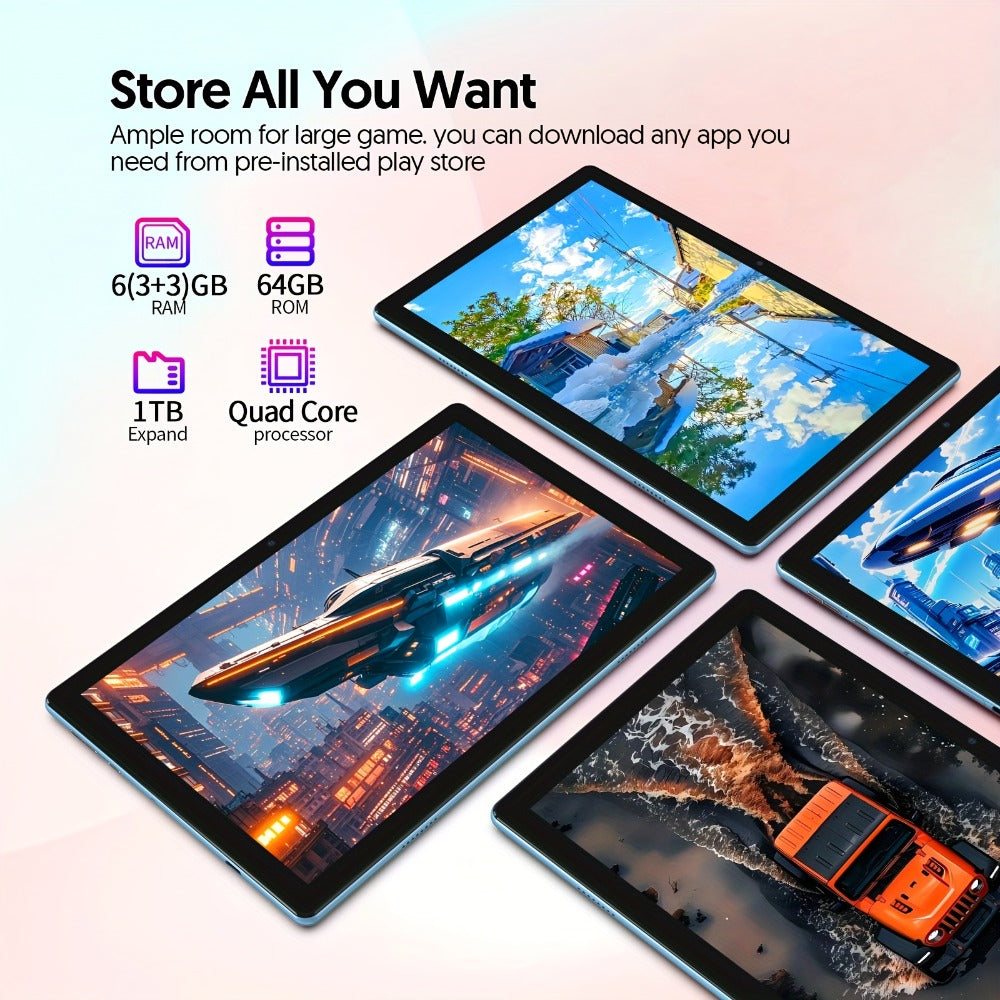 Android Tablet 10-Inch 2-in-1 with Android 15, 6000mAh Battery and Keyboard or Case Configurations