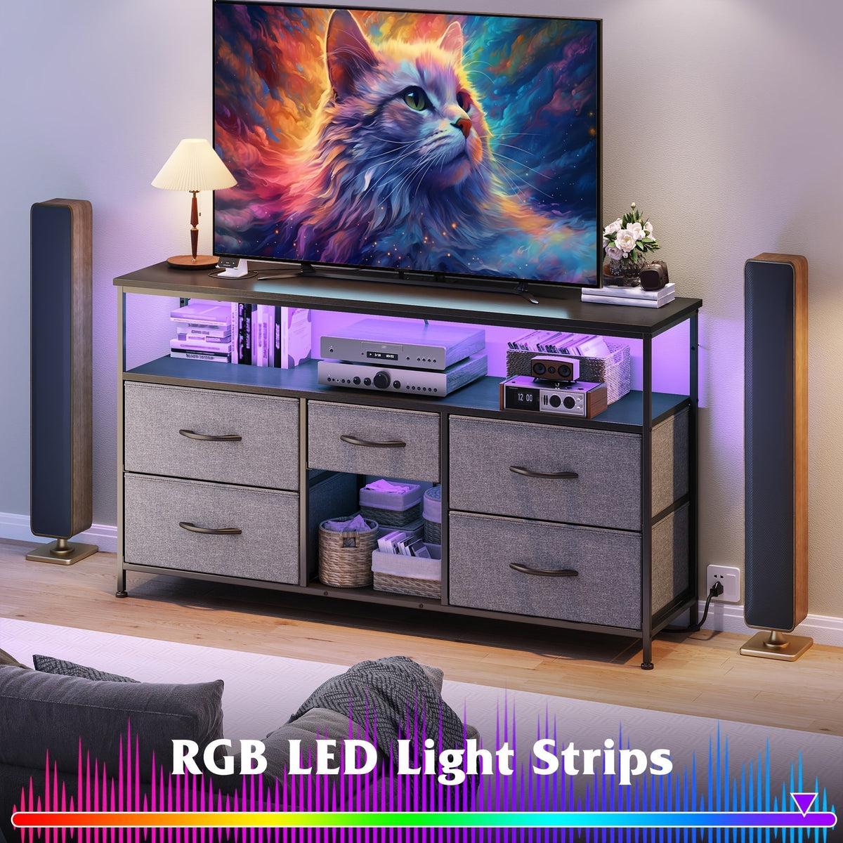 TV Stand shown in the Grey option