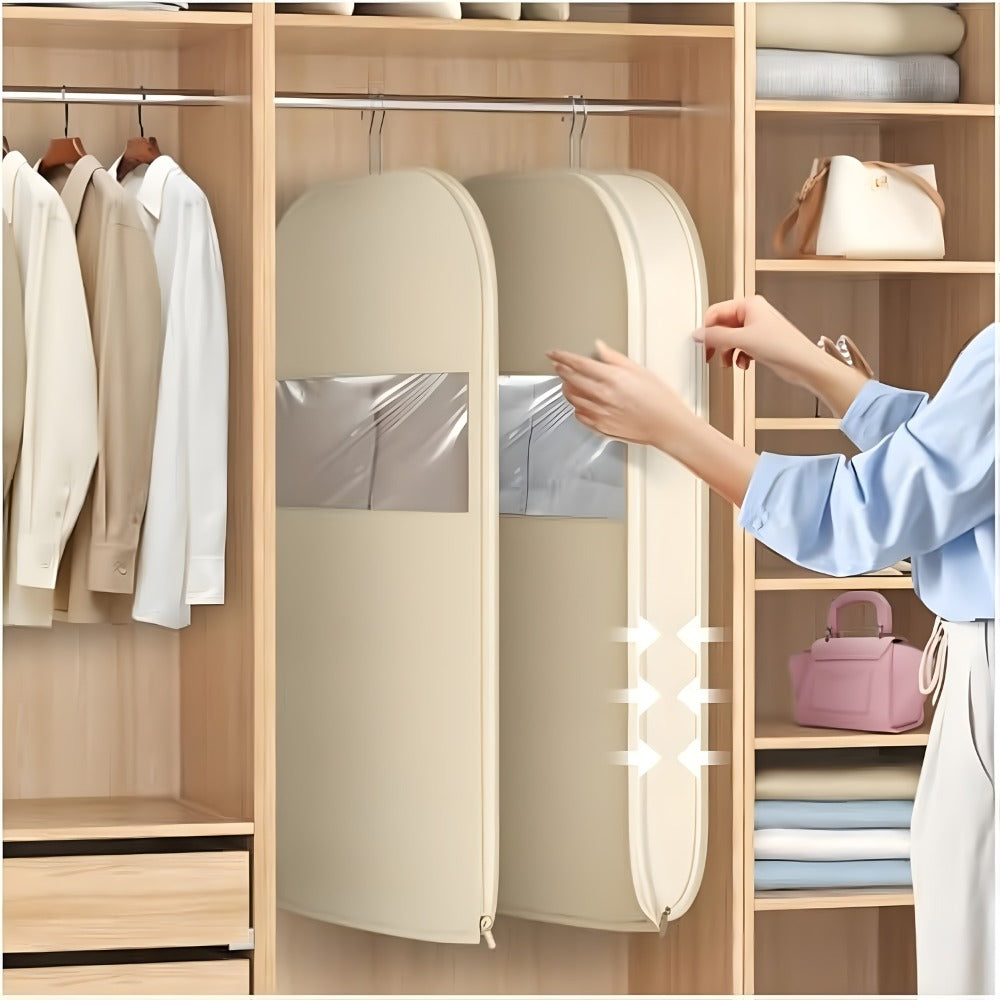 Garment Storage Organizer Bag with Compression Zipper in 35.43 or 43.31 Inch Beige Options