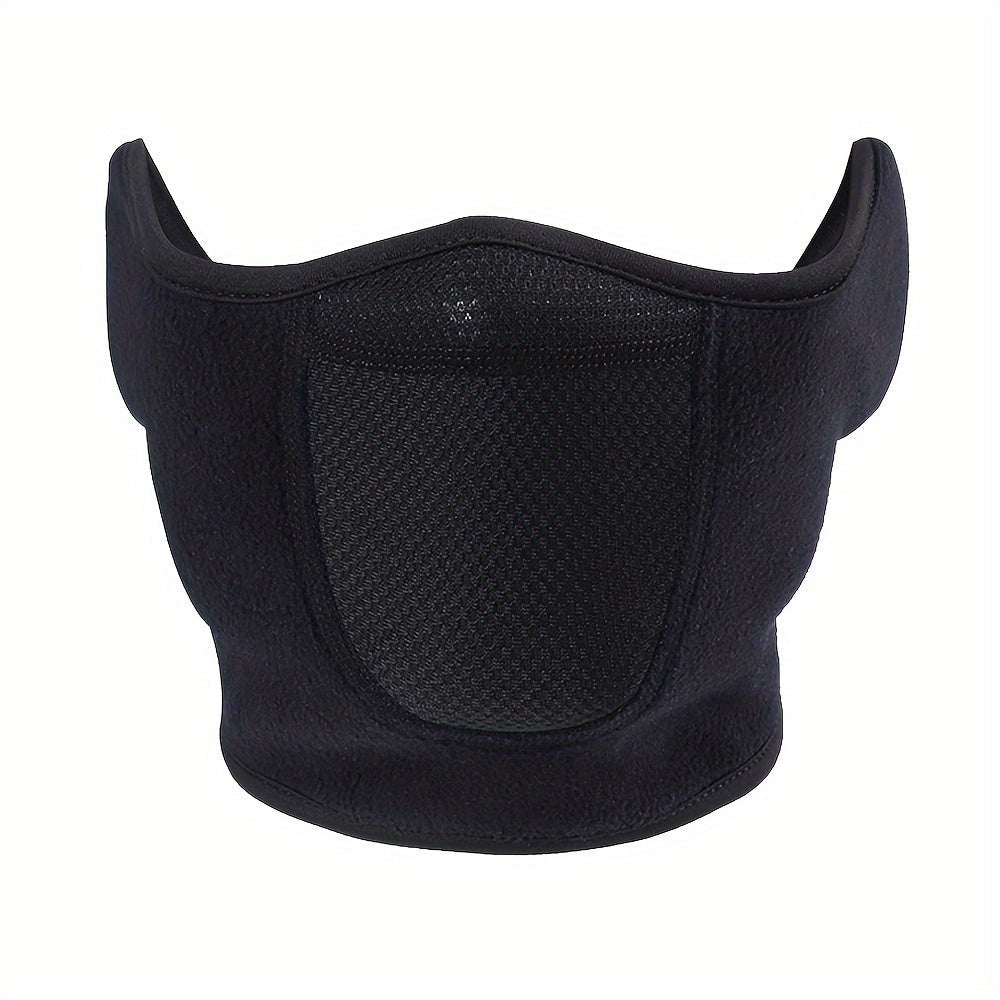 Adjustable Black Half Face Cover and Neck Warmer for Skiing, Outdoor Activities and Cold-Weather Wear