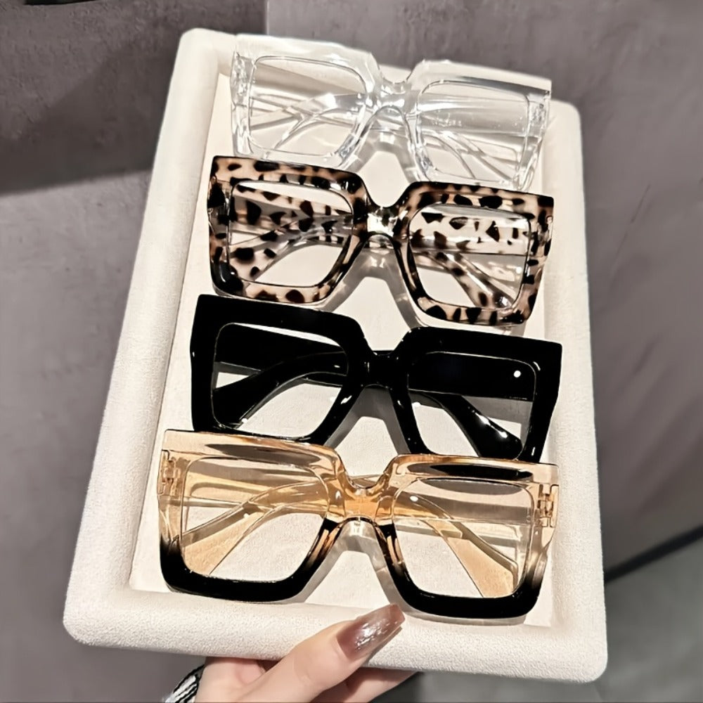 Fashion Glasses - Set 3pcs 4pcs Vintage Square Full Rim Clear Lens Eyeglasses Lightweight - product detail view 4
