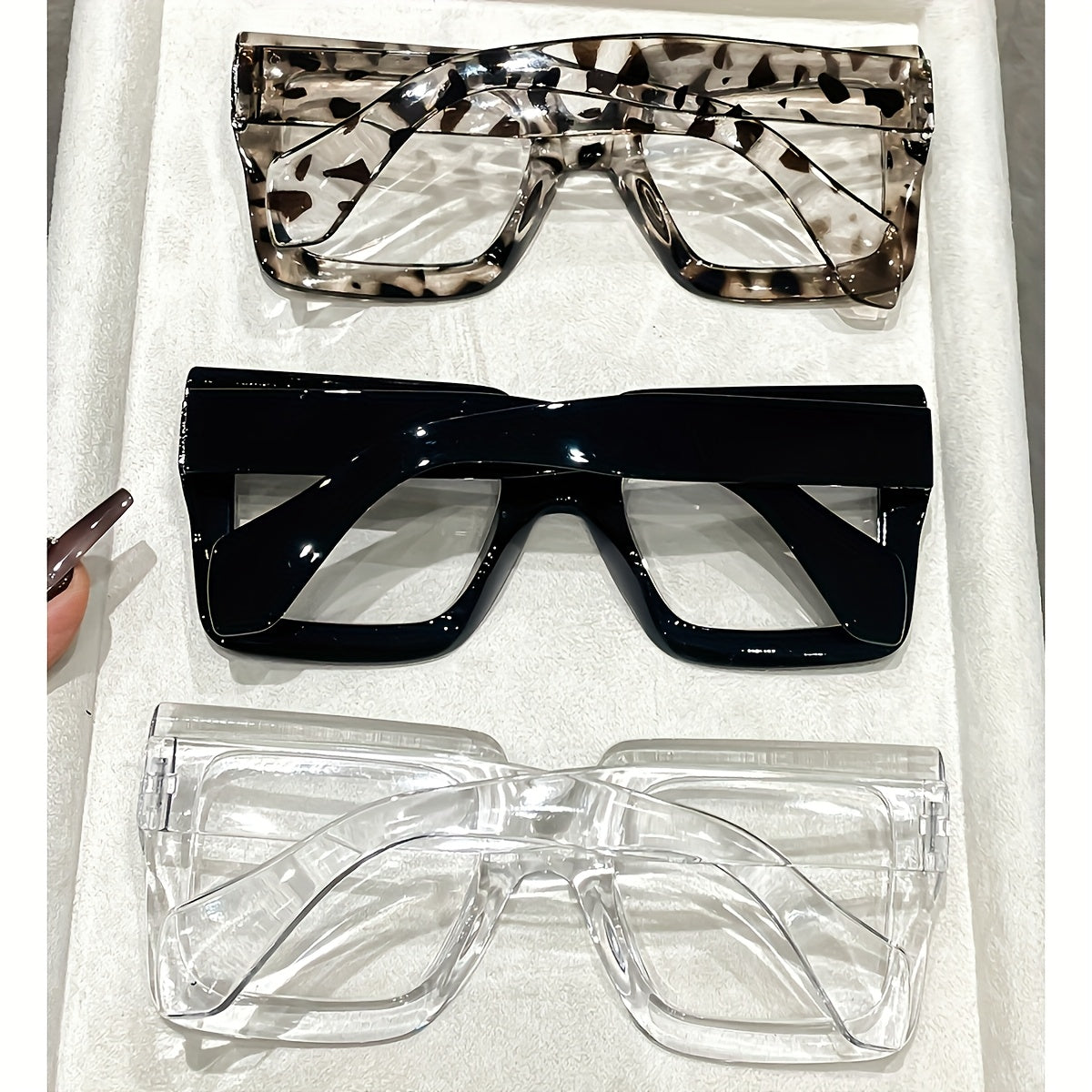 Fashion Glasses Three- or Four-Pair Square Full-Rim Set with Clear Lenses and Mixed Frame Finishes