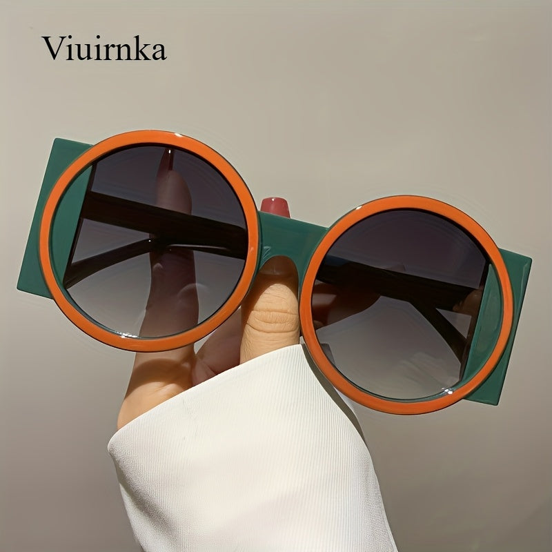 Sunglasses Color-Block Round Sunglasses with Retro Minimalist Frame and 6 Bold Two-Tone Combinations for Travel